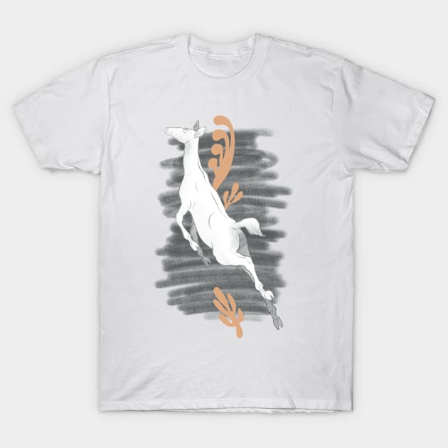 Deer Abstract Sketch Composition T-Shirt by Taisiia